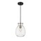 Z-Lite Bella 1 Light Mini Pendant, Matte Black & Clear 476MP-MB-BN - alternate 2